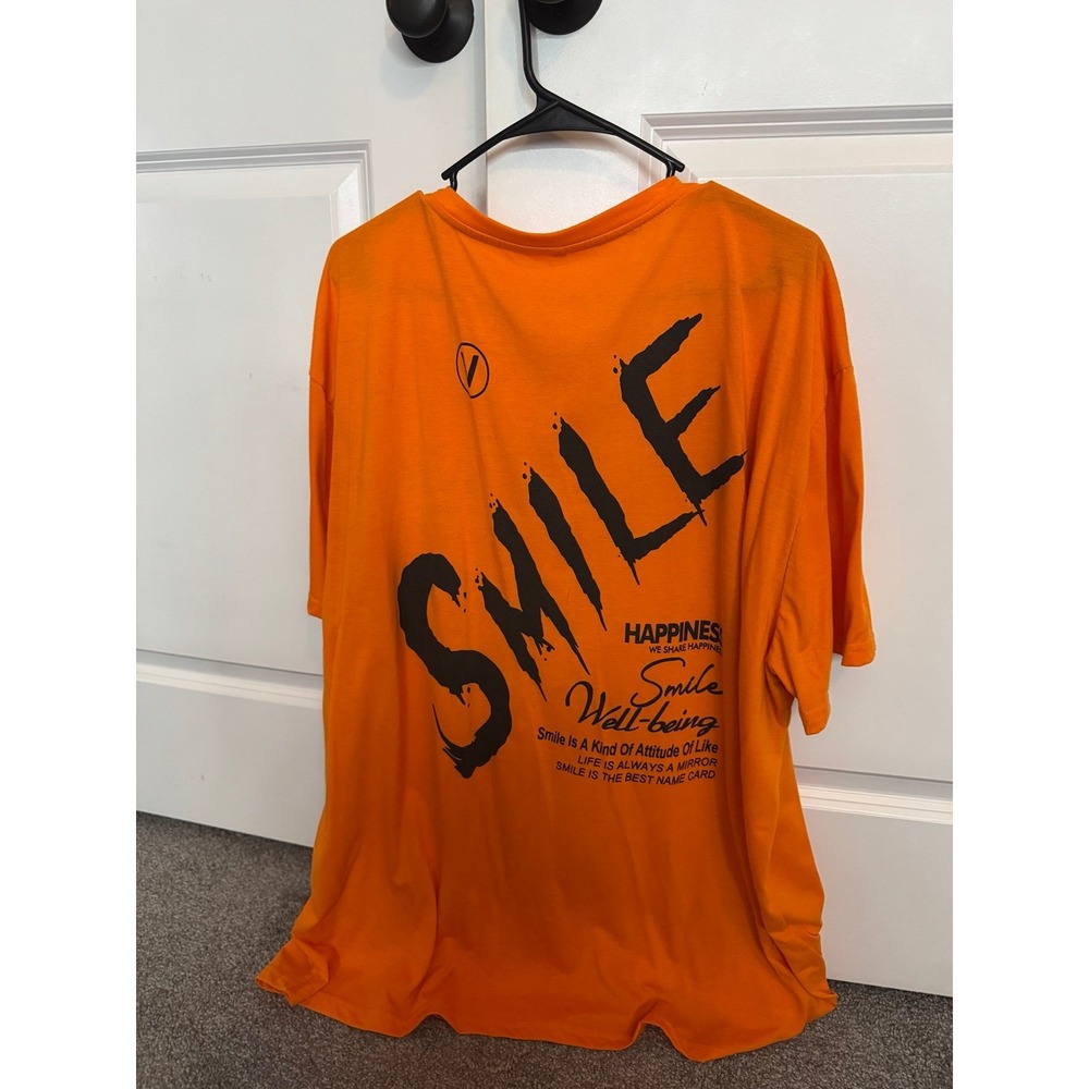 Orange Smile Happiness Graphic T-Shirt Mens Size 3XL Short Sleeve Crew Neck